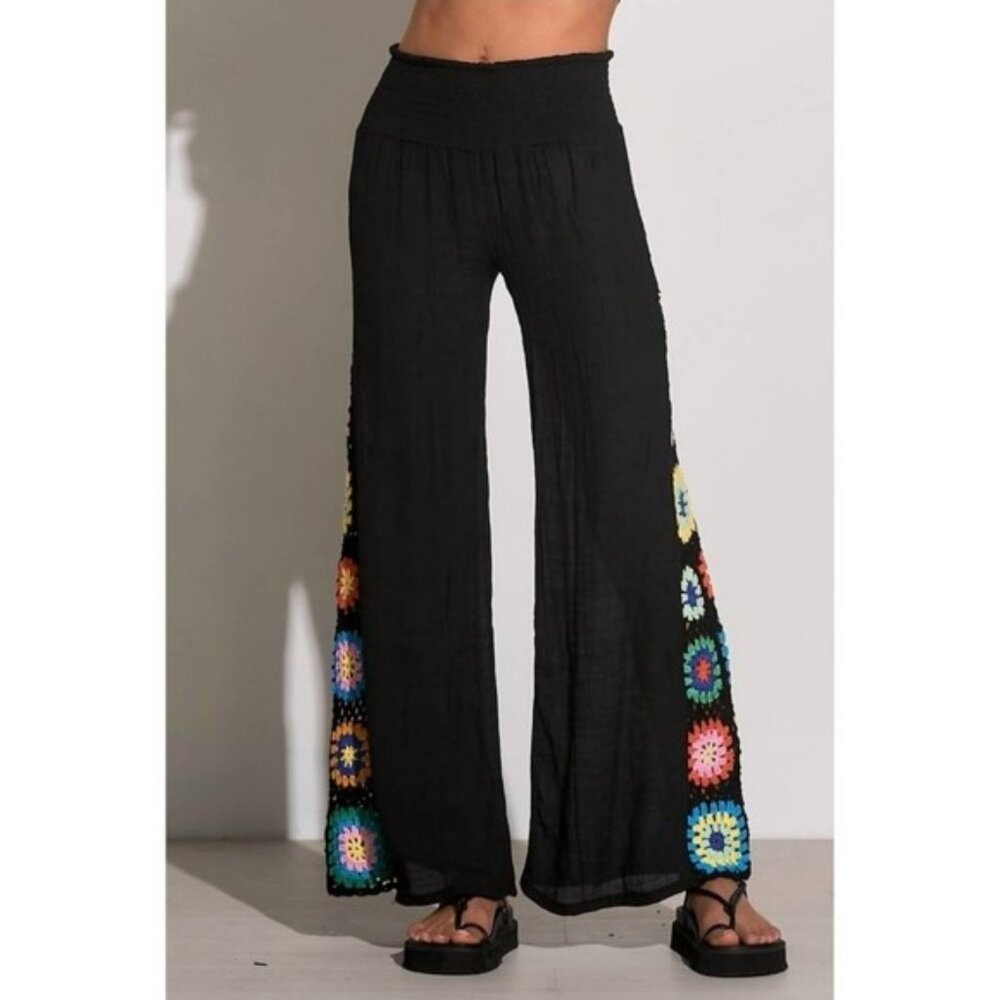 Elan Crochet black cover up Pants NWT size M